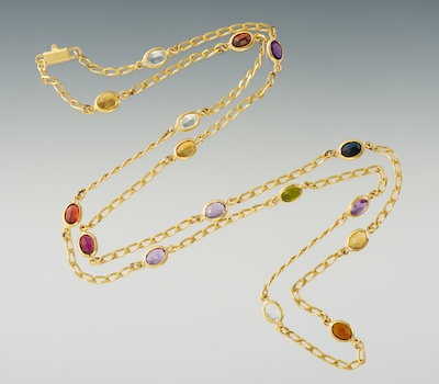 A Long Gold and Gemstone Chain 13459f