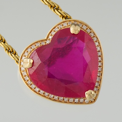 A Ladies Ruby Heart and Diamond 1345b1