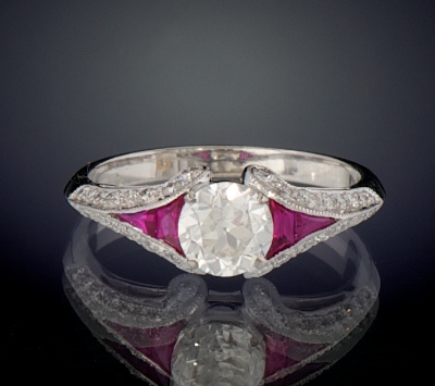 A Ladies' Diamond and Ruby Ring
