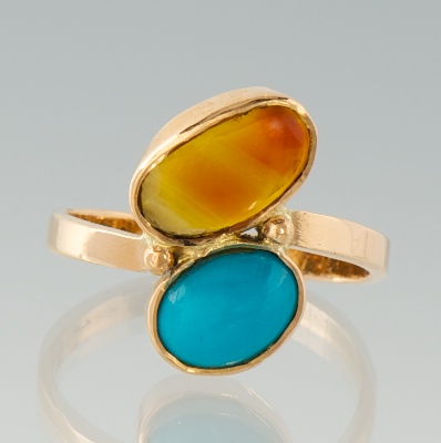 A Ladies' Turquoise and Opal Ring