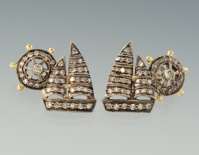 A Pair of Diamond Sailboat Cufflinks 134602