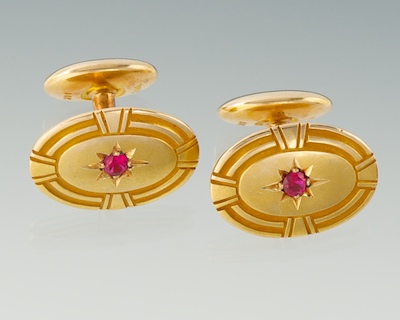 A Pair of Gold and Ruby Cufflinks 13460b