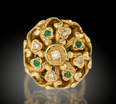 A Ladies Gold Emerald and Diamond 134624