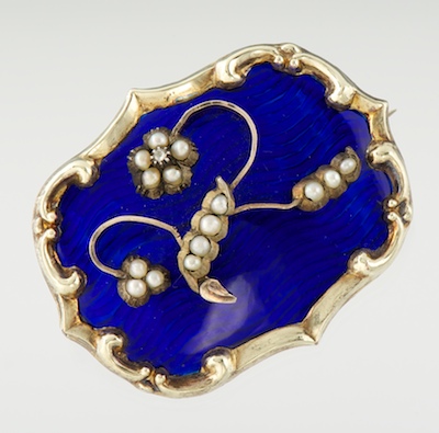 Antique Enamel and Pearl Brooch