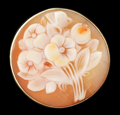 A Carved Shell Cameo Brooch 14k 134633