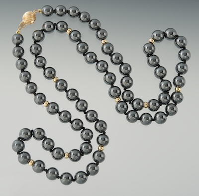 A Hematite and Gold Bead Necklace