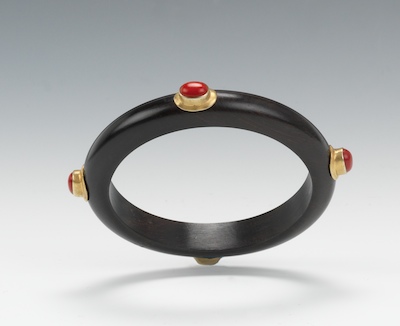 A Carved Mahogany Bangle Bracelet