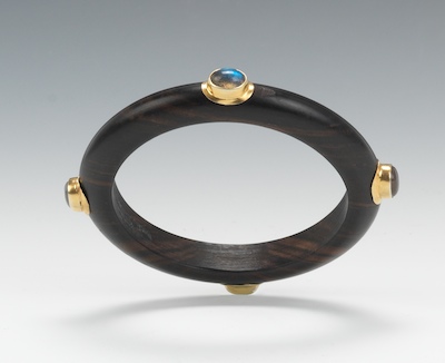 A Carved Mahogany Bangle Bracelet