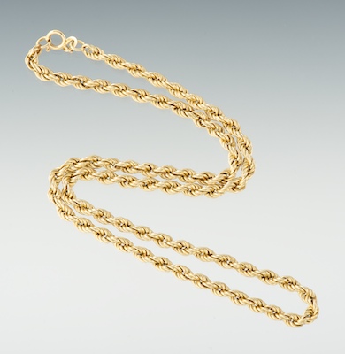 A Ladies Gold Rope Chain 14k yellow