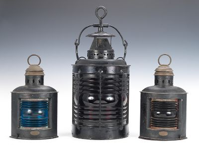 Three Vintage Ships Lanterns Three 1346e0