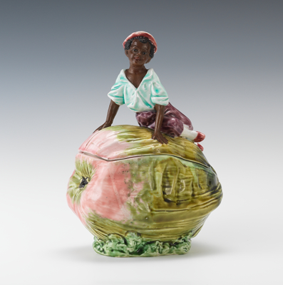 Figural Tobacco Jar of Black Boy on