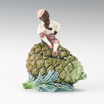 A Black Figural Majolica Artichoke 13473c