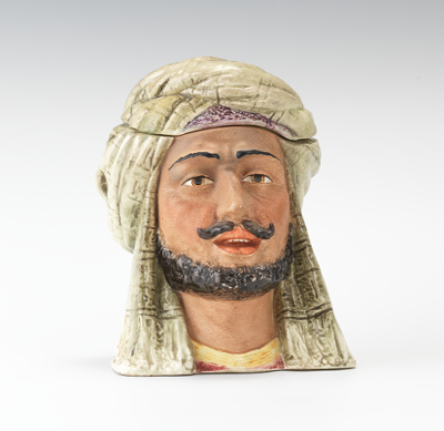 An Arab Figural Head Tobacco Jar Porcelain