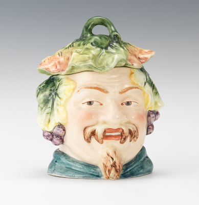 A Majolica Bacchus Head Humidor