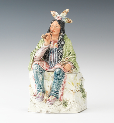 Large Majolica Seated Indian on