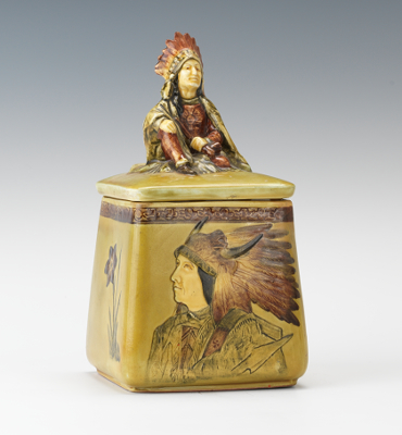 A Majolica Indian Motif Humidor