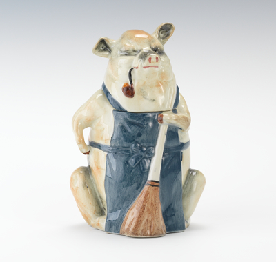 A Figural Majolica Pig Humidor Amusing