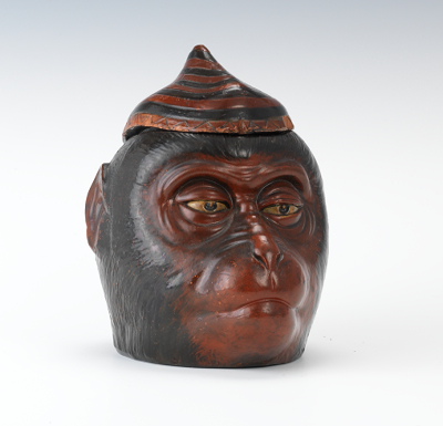 A Terracotta Monkey Head Tobacco