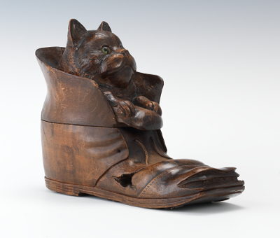 A Carved Wood Kitten In a Shoe 1347d7