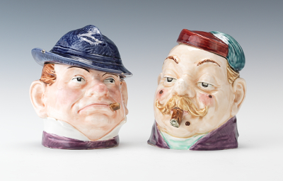 Two Majolica Cigar Smoking Mens  13480f