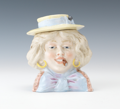 A Porcelain Lady Head Tobacco Humidor