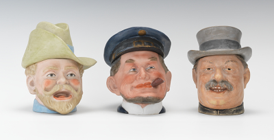 Three Expressive Male Head Humidors