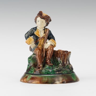 A Majolica Figural Match Holder Strike 134848