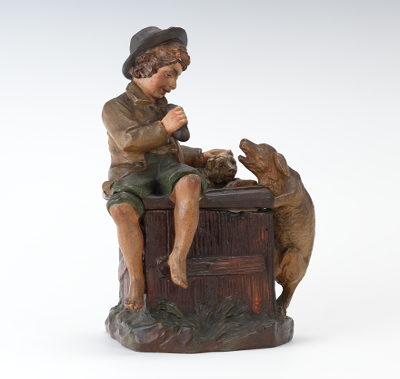 Full Figural Humidor of Seated Boy with