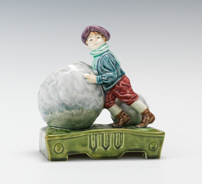 A Majolica Match-Strike of Boy with