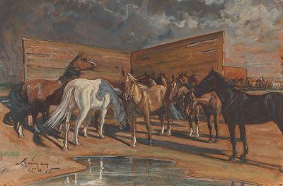 Zoltan Benyey (Hungarian b. 1904) Horses