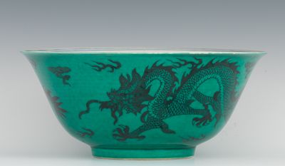 Teal Dragon Bowl with Kang Hsi 13494c