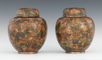 A Pair of Cloisonn Ginger Jars 13496a