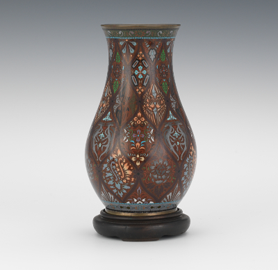 Japanese Cloisonne Vase A brown 13496b