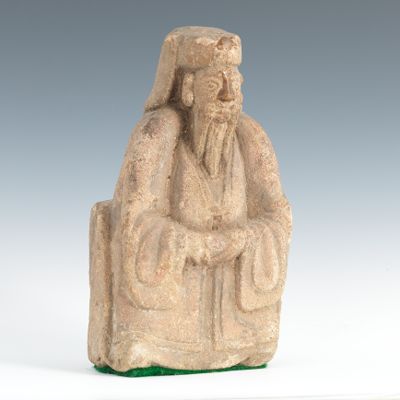 A Carved Stone Tomb Figure Seated 134970