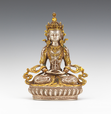 A Metal Seated Buddha Figure Cast