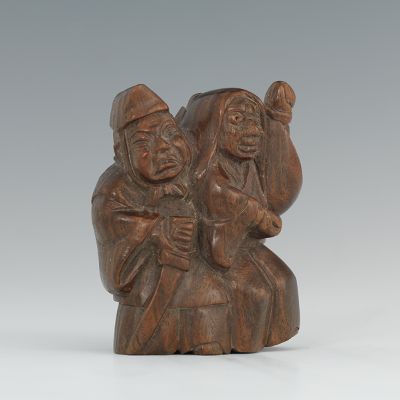 Carved Wooden Warrior and Prisoner 13497b