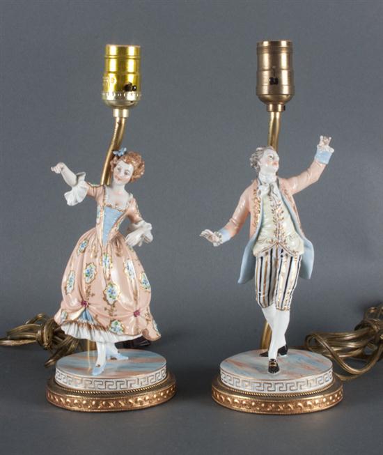 Pair of Dresden style porcelain figures