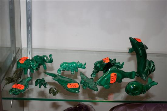 Thirteen assorted malachite animals 1370b5