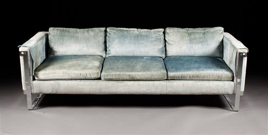 Mid-century Modern chrome and upholstered