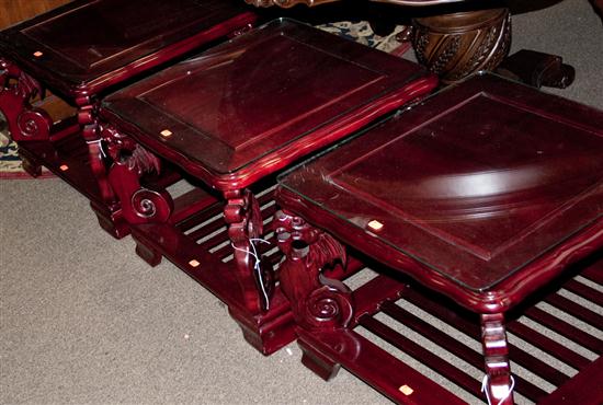 Three Chinese style red lacquered
