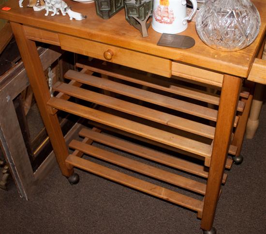 Maple rolling butcher's block cart