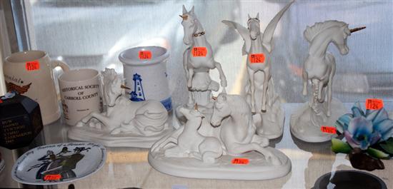 Assorted porcelain unicorn figures miniature