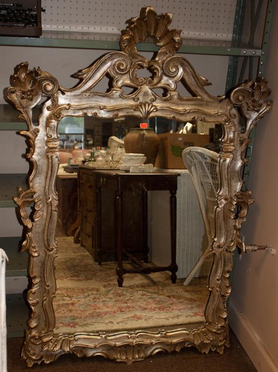 Baroque style silvered wood mirror