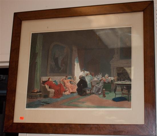 Meeting of Clerics lithograph framed