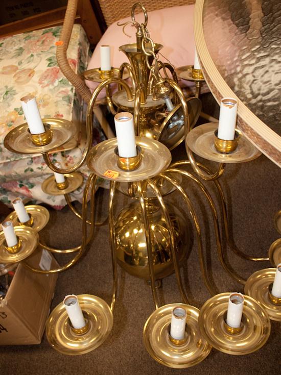 Dutch style brass 14 light chandelier 13724d