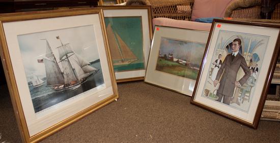 Three assorted framed prints and 13725c