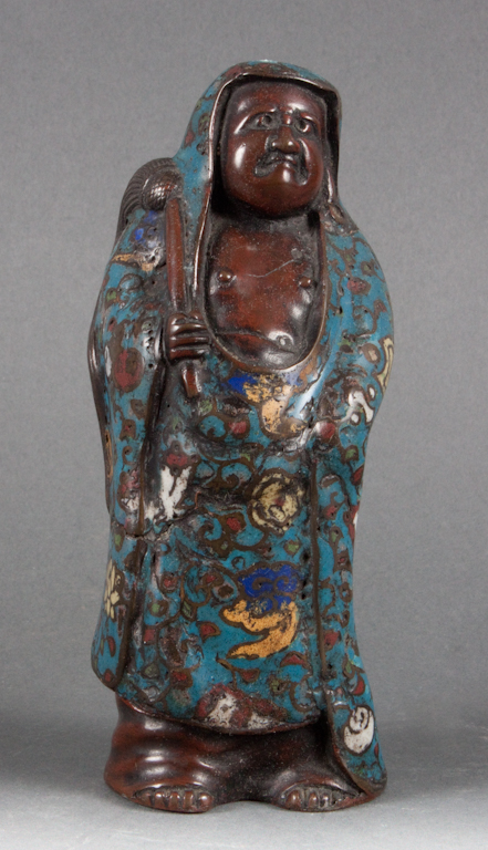 Chinese cloisonne and patinated bronze