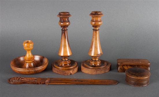 Assorted carved olivewood souvenir table