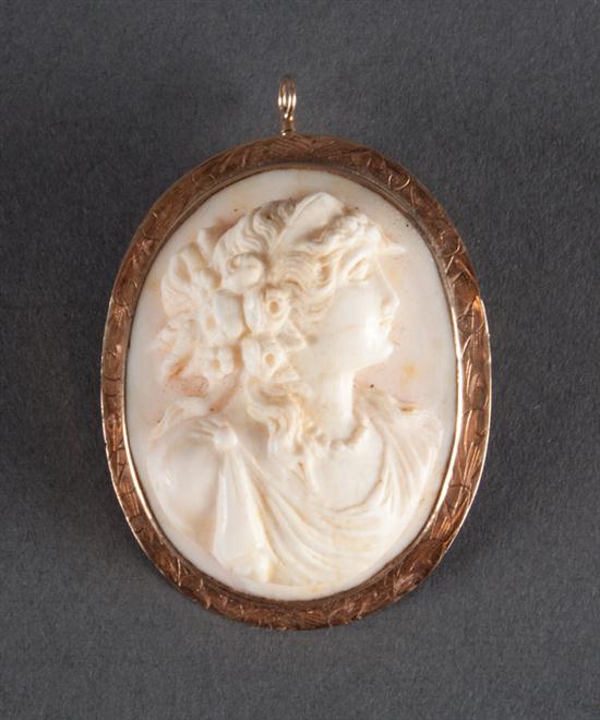 Victorian 10K gold and shell cameo