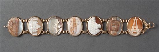 14K gold and cameo souvenir bracelet 137364